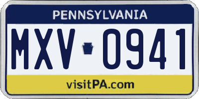 PA license plate MXV0941