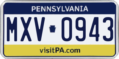 PA license plate MXV0943