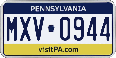 PA license plate MXV0944