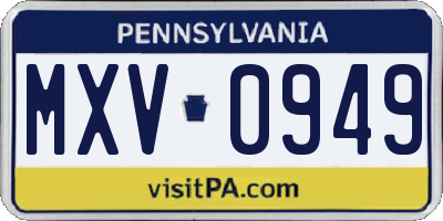 PA license plate MXV0949