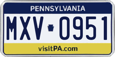 PA license plate MXV0951