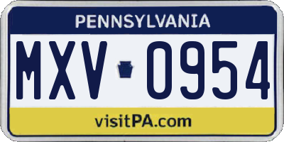 PA license plate MXV0954
