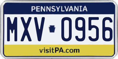 PA license plate MXV0956