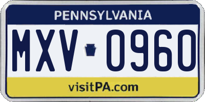 PA license plate MXV0960