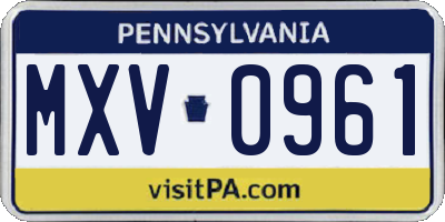 PA license plate MXV0961