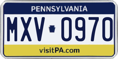 PA license plate MXV0970