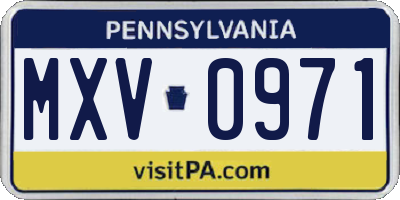 PA license plate MXV0971