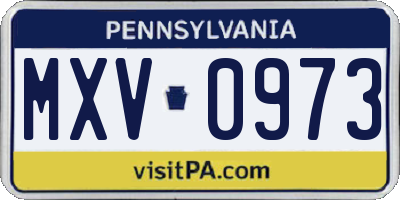 PA license plate MXV0973