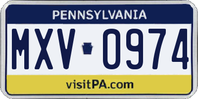 PA license plate MXV0974