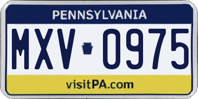 PA license plate MXV0975