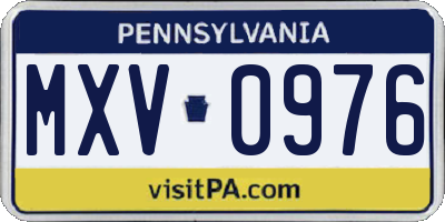 PA license plate MXV0976