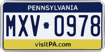 PA license plate MXV0978