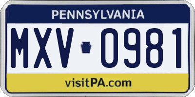 PA license plate MXV0981