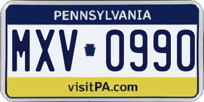 PA license plate MXV0990