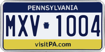 PA license plate MXV1004