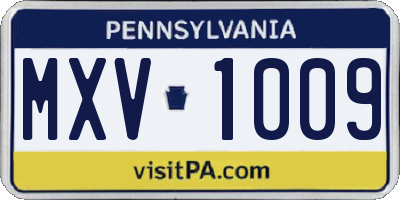 PA license plate MXV1009