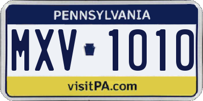 PA license plate MXV1010
