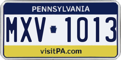 PA license plate MXV1013