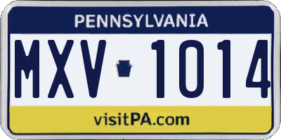 PA license plate MXV1014