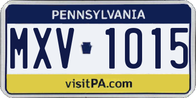 PA license plate MXV1015