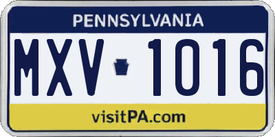PA license plate MXV1016