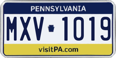 PA license plate MXV1019