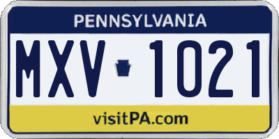 PA license plate MXV1021