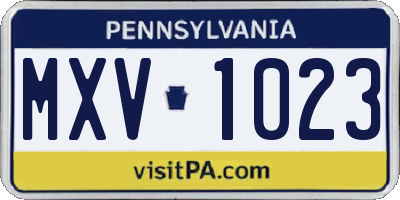 PA license plate MXV1023