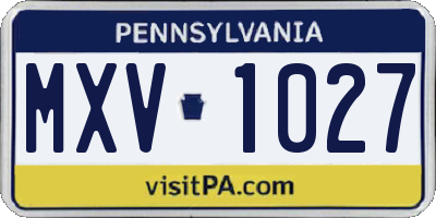 PA license plate MXV1027