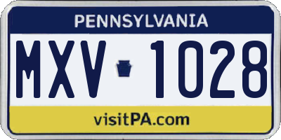 PA license plate MXV1028