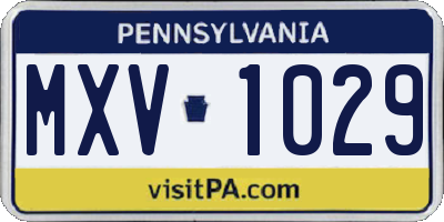 PA license plate MXV1029