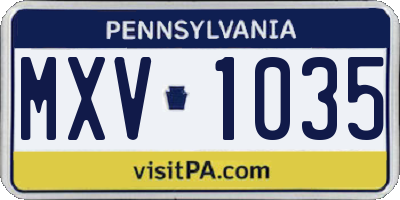 PA license plate MXV1035