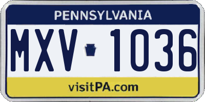 PA license plate MXV1036