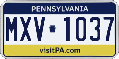 PA license plate MXV1037