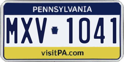 PA license plate MXV1041