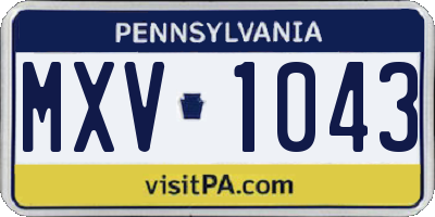 PA license plate MXV1043