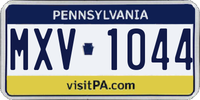 PA license plate MXV1044