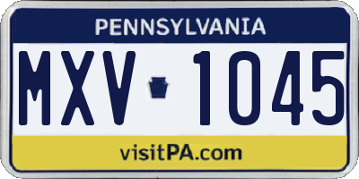 PA license plate MXV1045