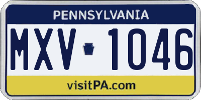 PA license plate MXV1046