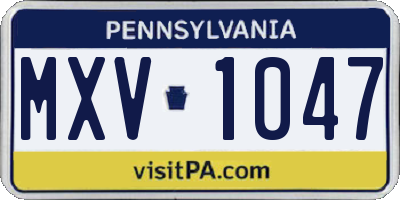 PA license plate MXV1047