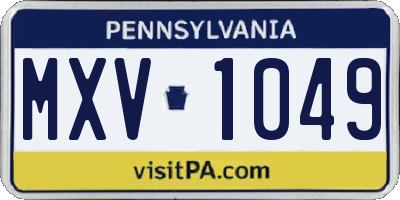 PA license plate MXV1049