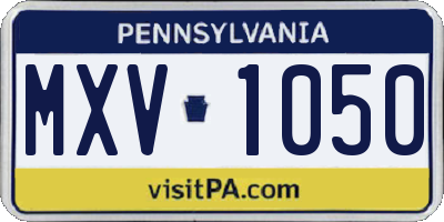 PA license plate MXV1050