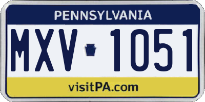 PA license plate MXV1051