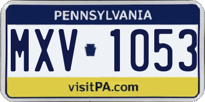 PA license plate MXV1053