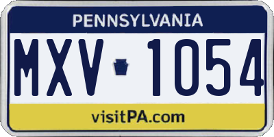PA license plate MXV1054