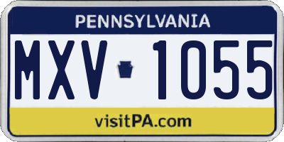 PA license plate MXV1055