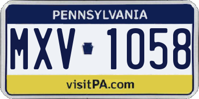 PA license plate MXV1058