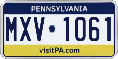 PA license plate MXV1061