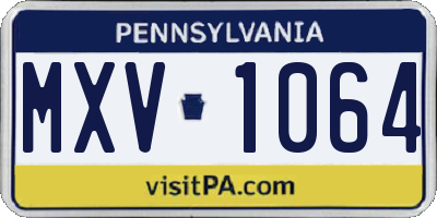 PA license plate MXV1064