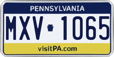 PA license plate MXV1065